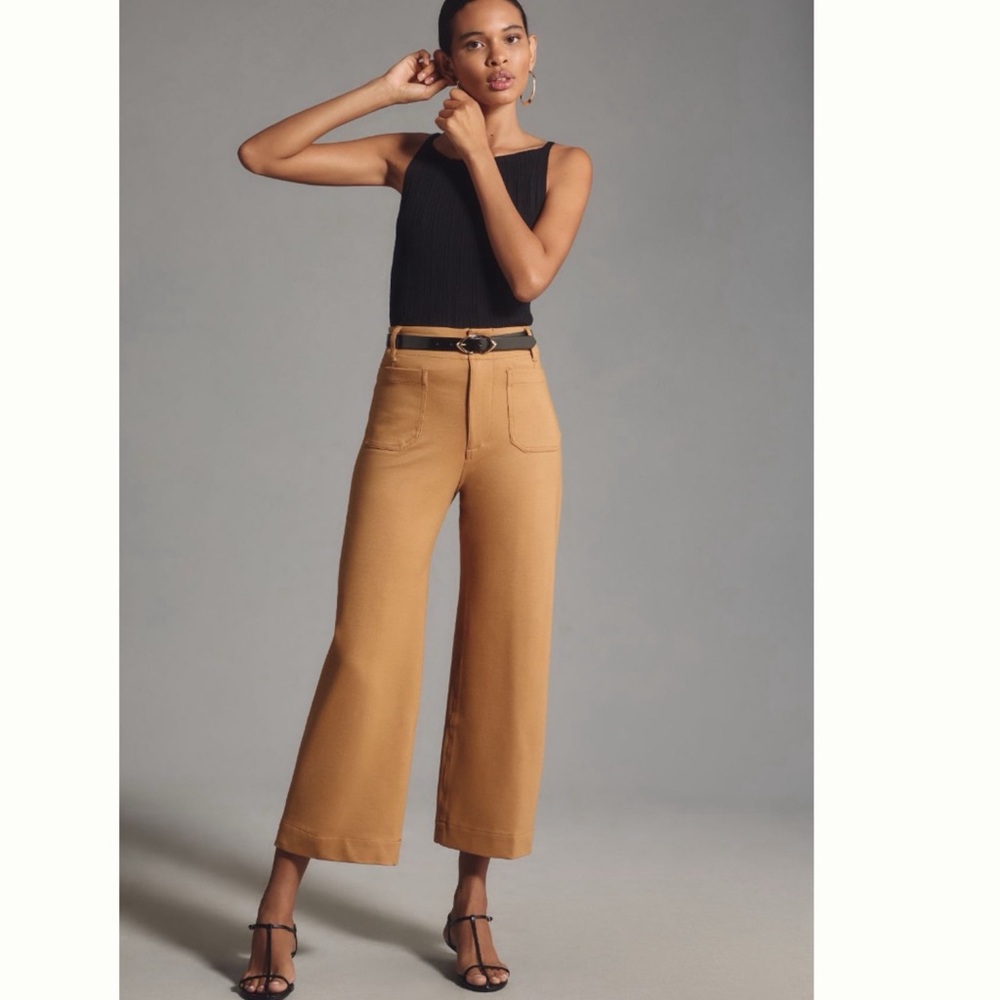 NWT Anthropologie The Colette Cropped Wide-Leg Pants by Maeve: Ponte Edition 30